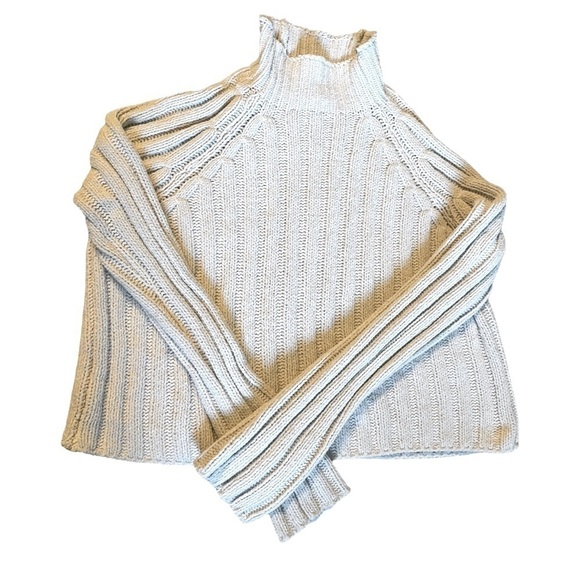 American Eagle Sweater Cowl Neck Small Crop Top Cozy Knit Shirt Long Sleeve Tops - Picture 3 of 6